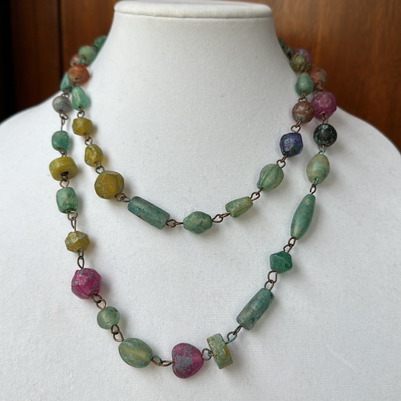 Long Necklace with Jewel Toned Beds - Picture 5 of 5